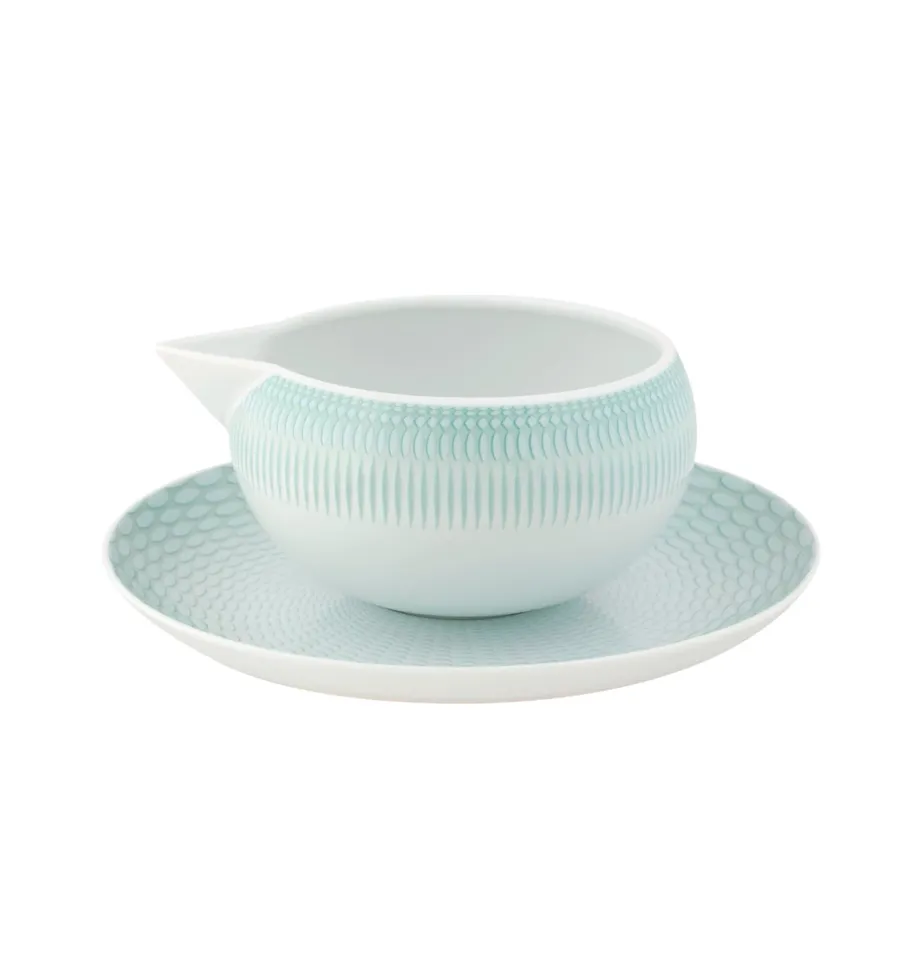 obrazek 1 Porcelanowa sosjerka z podstawką z kolekcji Venezia z bogatym turkusowym zdobieniem - Vista Alegre