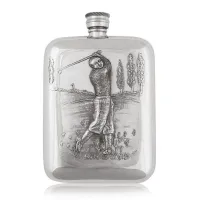 Picture A gift for a golfer - a stylish hip flask with a picture of a golf player