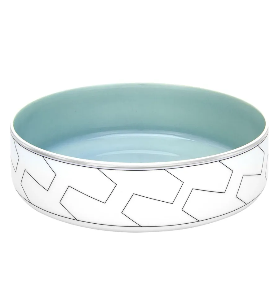 picture 1 A small Trasso salad bowl with a turquoise center and a geometric platinum theme - Vista Alegre