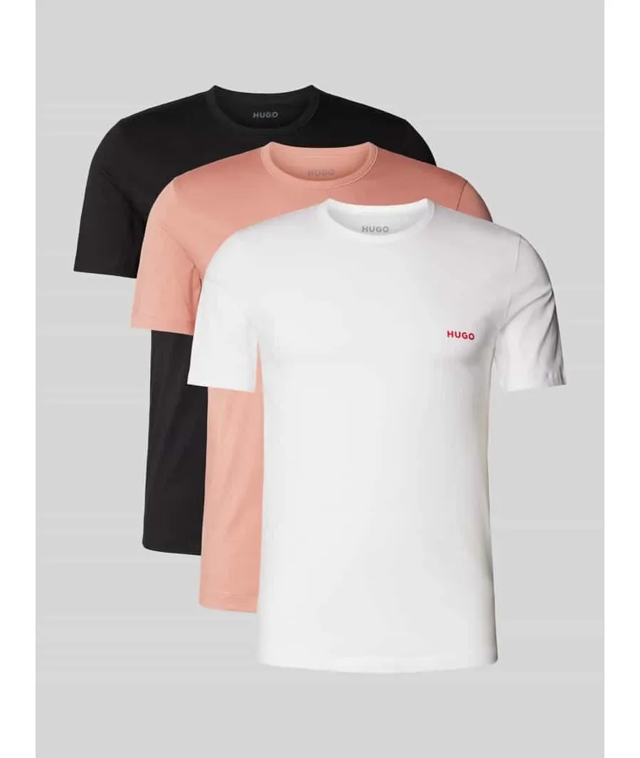 obrazek 1 T-shirt o kroju regular fit z wiskozy z nadrukiem z logo w zestawie 3 szt.