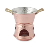 Zdjęcie Mały kociołek do podgrzewania wykonany z miedzi ocynkowanej ø 14 cm - Cu Artigiana