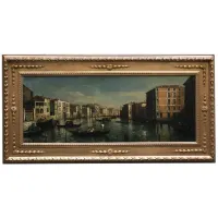 Picture Italian painting depicting the Giudecca Canal in Venice 50x130 cm - Giancarlo Gorini