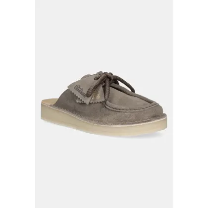 Zdjęcie Clarks Originals klapki zamszowe Desert Nomad damskie kolor szary 26180181