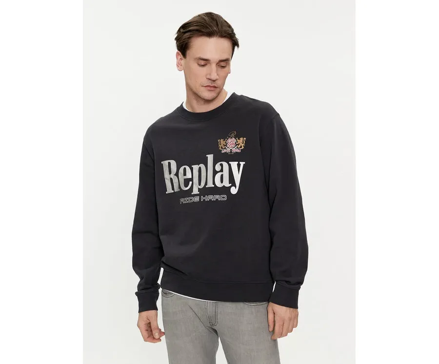 obrazek 1 Replay Bluza M6823.000.23650PW Czarny Regular Fit REPLAY