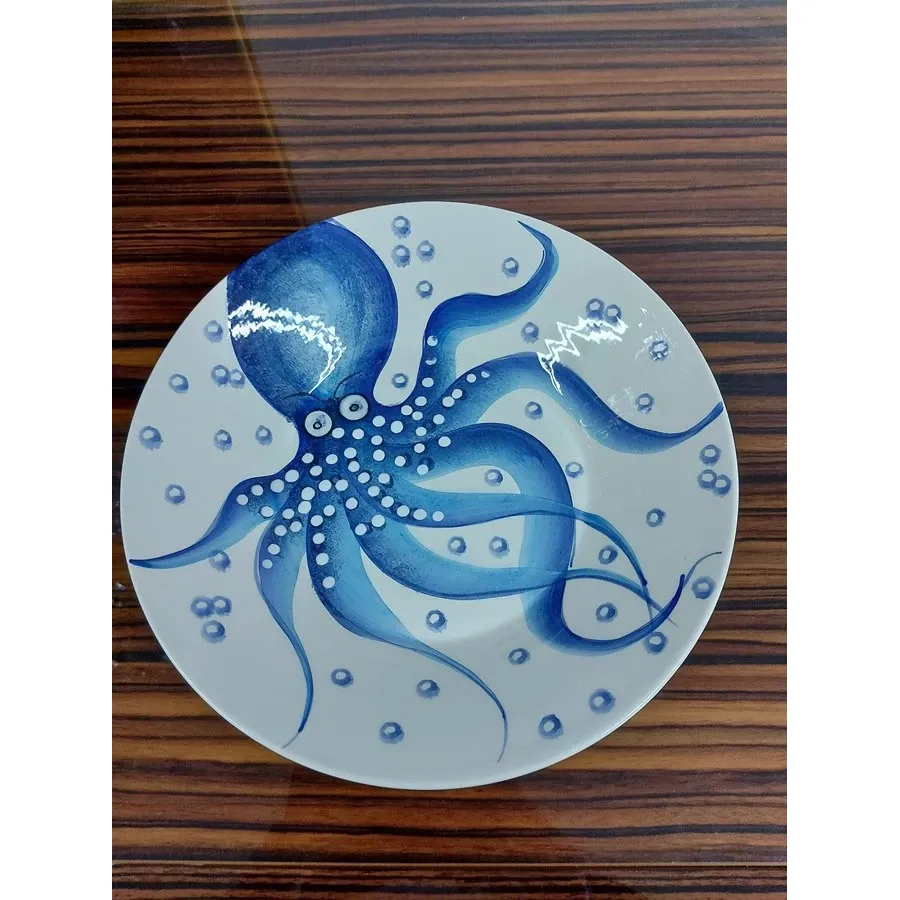 obrazek 6 Mała ceramiczna ręcznie malowana miska na makaron z motywem ośmiornicy - Le Ceramiche