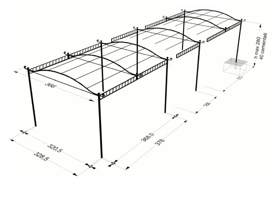 obrazek 3 Stylowa wolnostojąca pergola 376×366 cm bez zadaszenia do ogrodu