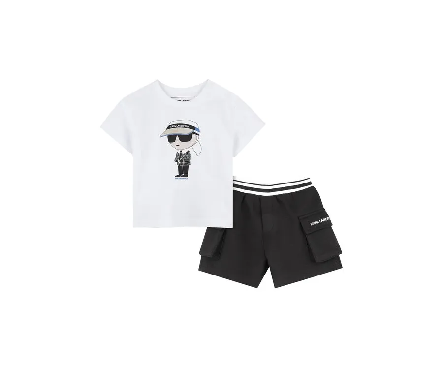 obrazek 1 Karl Lagerfeld Kids Komplet t-shirt i spodenki Z30502 S Czarny Regular Fit