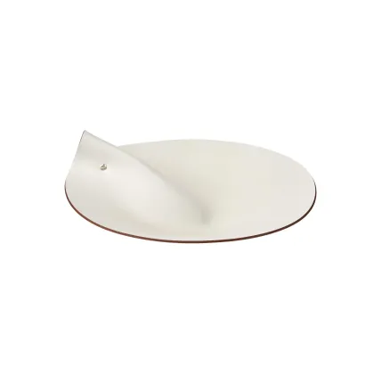 Picture Pearl-colored leather lid for a round basket Ø30 cm