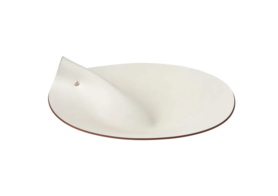 obrazek 1 Skórzana pokrywka do okrągłego koszyka Ø30 cm w kolorze perłowym