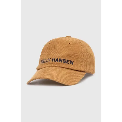 Zdjęcie Helly Hansen czapka z daszkiem sztruksowa Graphic Cap kolor brązowy z aplikacją