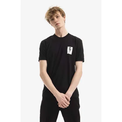 Zdjęcie Neil Barett t-shirt bawełniany Flag Bolt kolor czarny z nadrukiem BJT068S.S536S.1118-CZARNY