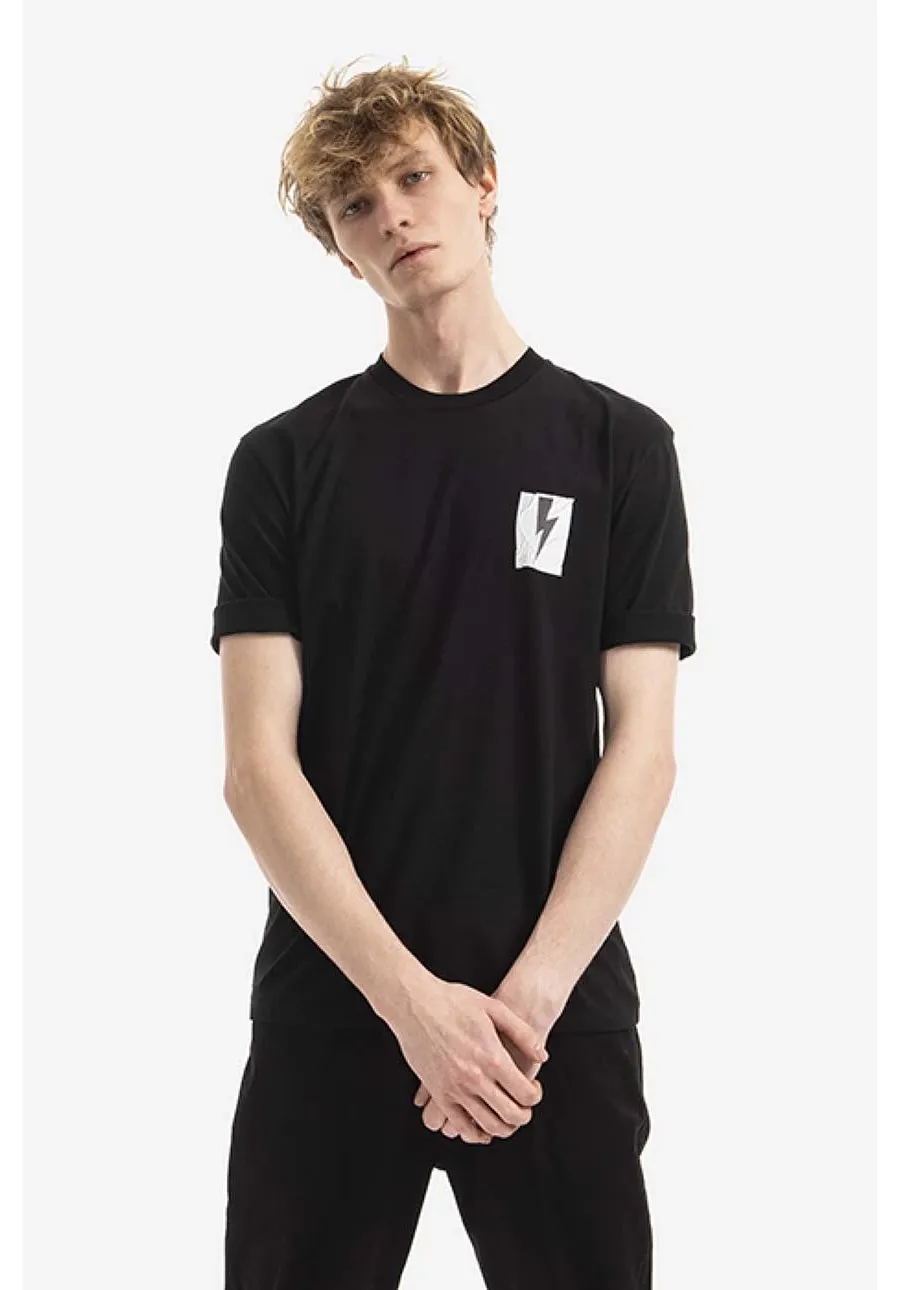obrazek 1 Neil Barett t-shirt bawełniany Flag Bolt kolor czarny z nadrukiem BJT068S.S536S.1118-CZARNY