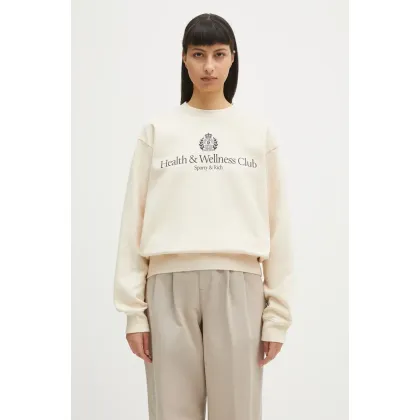 Zdjęcie Sporty & Rich bluza bawełniana H&W Crest Crewneck damska kolor beżowy z aplikacją ST071606241CR01