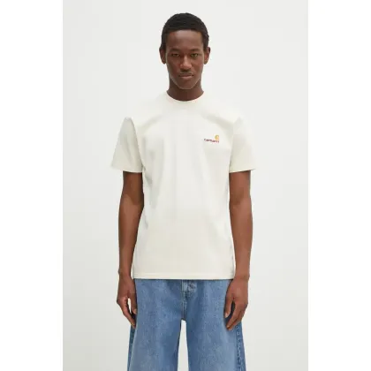 Zdjęcie Carhartt WIP t-shirt bawełniany American Script kolor beżowy gładki I029956-NATURAL