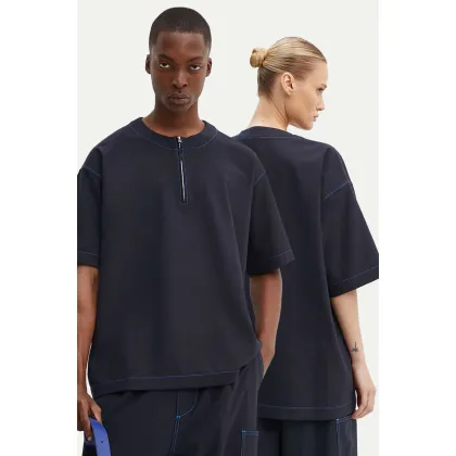 Zdjęcie Sunnei t-shirt z domieszką wełny kolor granatowy gładki RTWXTOP002