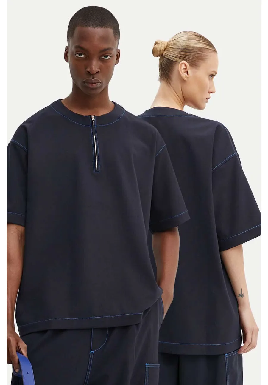 obrazek 1 Sunnei t-shirt z domieszką wełny kolor granatowy gładki RTWXTOP002