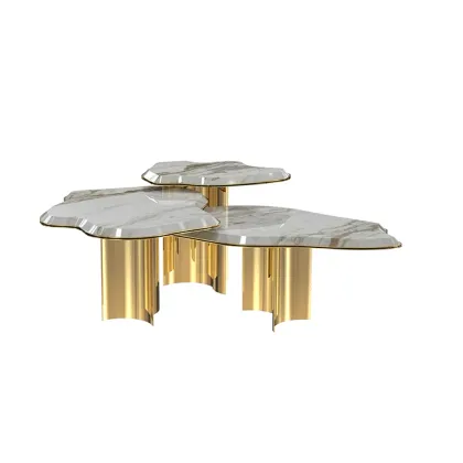 Picture Exclusive table made of a combination of marble and metal - Gold Castle