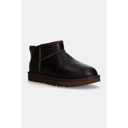 Zdjęcie UGG śniegowce skórzane Classic Ultra Mini Lthr Regen kolor brązowy 1163490-IWD