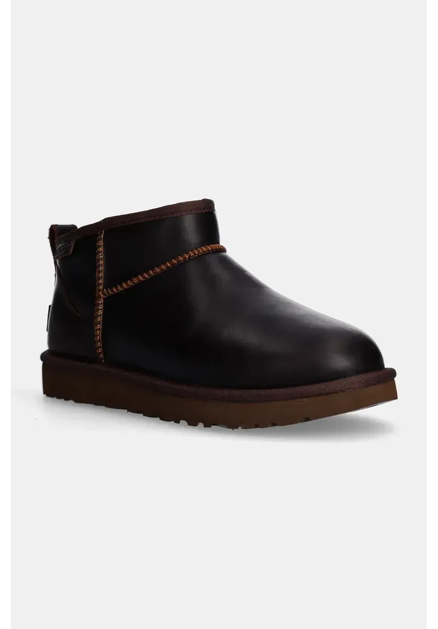 obrazek 1 UGG śniegowce skórzane Classic Ultra Mini Lthr Regen kolor brązowy 1163490-IWD