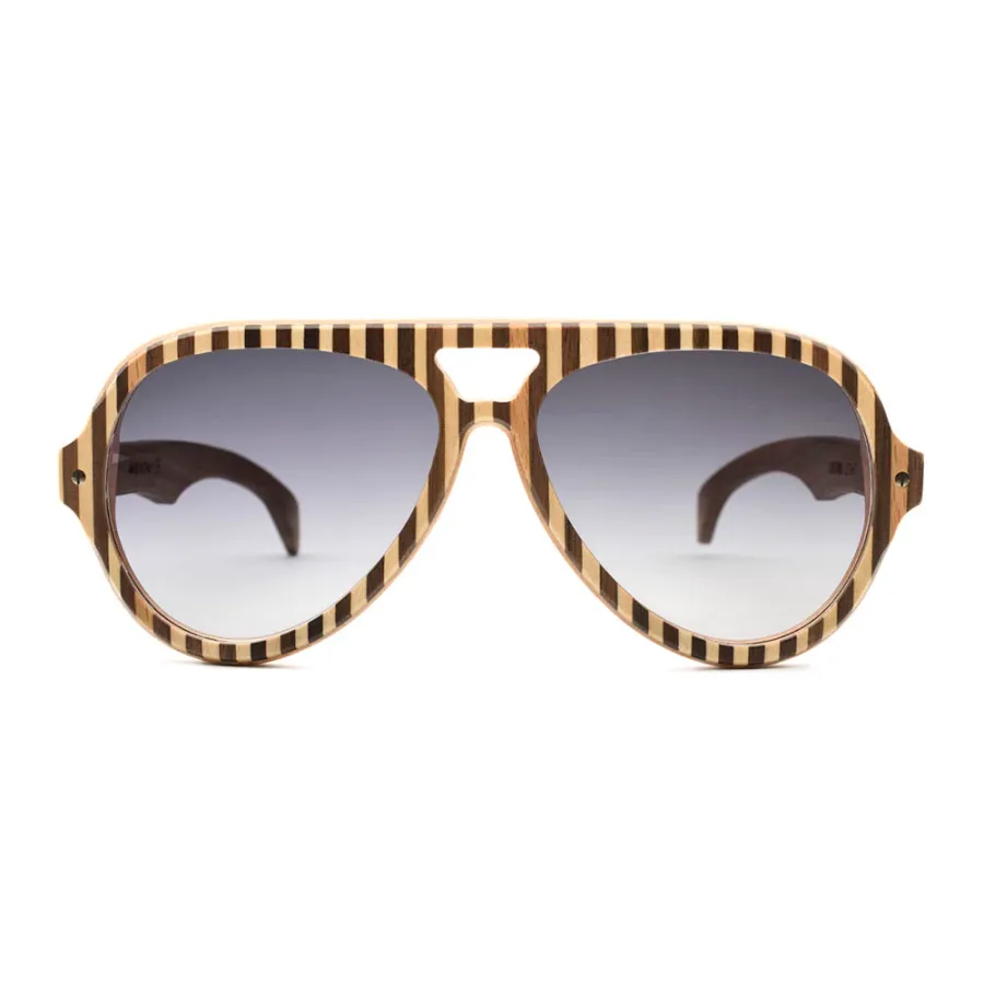 obrazek 1 Pilotki - okulary drewniane w pionowe paski - Legno Light