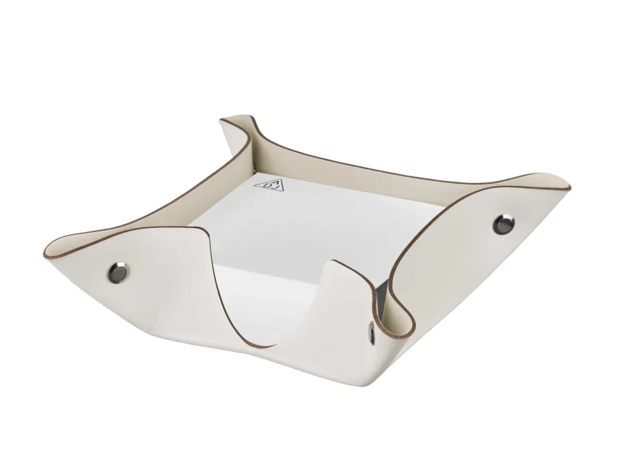 obrazek 2 Biały skórzany pojemnik na bloczek papieru