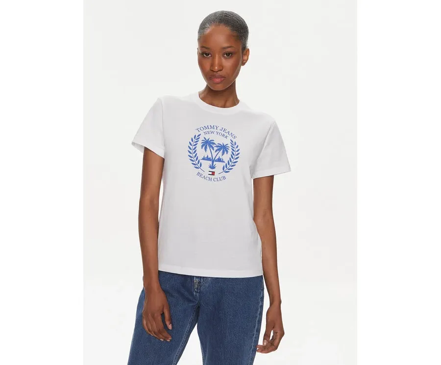 obrazek 1 Tommy Jeans T-Shirt Prep Luxe DW0DW17835 Biały Regular Fit