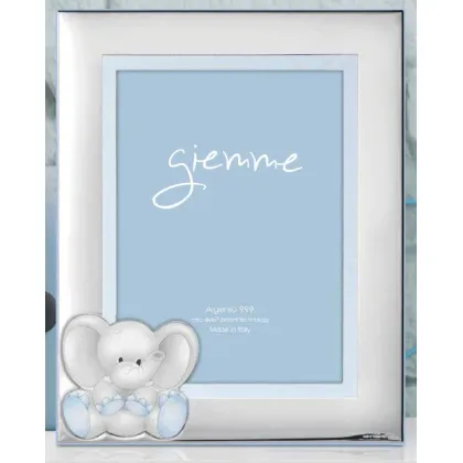 Picture Silver photo frame 9x13 cm decorated with a blue elephant