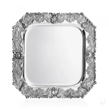 Zdjęcie Bogato zdobiona kwadratowa taca Signature Italy - Zaramella Argenti