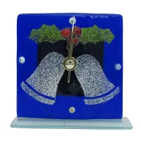 Zdjęcie Kwadratowy świąteczny zegar stołowy – kolor niebieski, dekoracja – dzwony