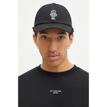 Zdjęcie Drôle de Monsieur czapka z daszkiem bawełniana La Casquette Vase kolor czarny z aplikacją F-CP165-CO138-BL