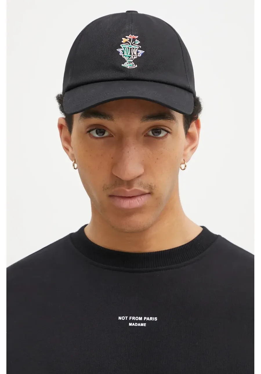 obrazek 1 Drôle de Monsieur czapka z daszkiem bawełniana La Casquette Vase kolor czarny z aplikacją F-CP165-CO138-BL