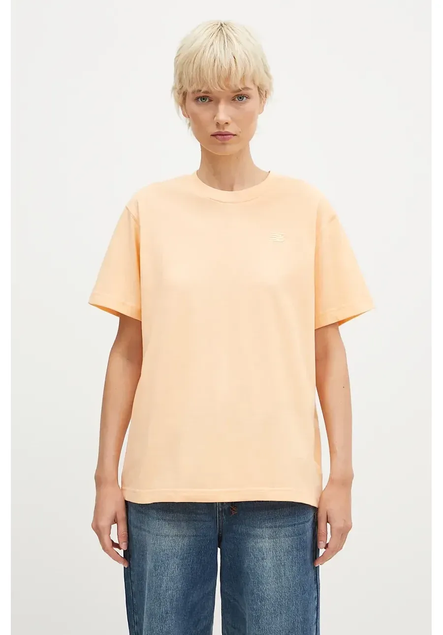 obrazek 1 New Balance t-shirt bawełniany Athletics Jersey damski kolor pomarańczowy WT41501PAE