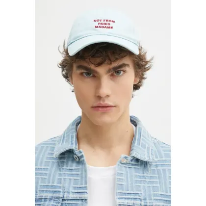 Zdjęcie Drôle de Monsieur czapka z daszkiem bawełniana La Casquette Slogan kolor niebieski gładka G-CP151-CO138-LBE