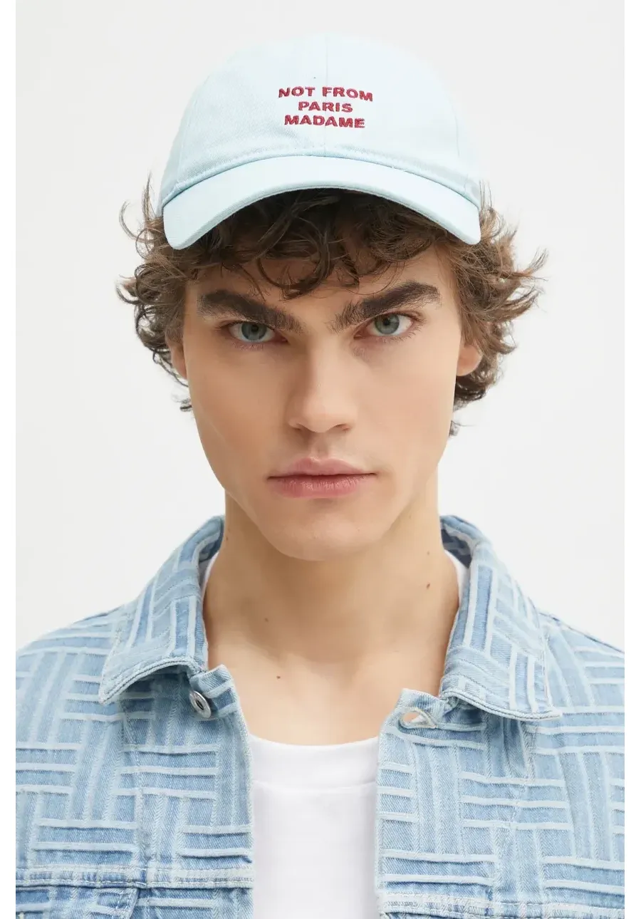 obrazek 1 Drôle de Monsieur czapka z daszkiem bawełniana La Casquette Slogan kolor niebieski gładka G-CP151-CO138-LBE