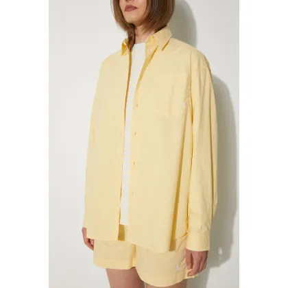Zdjęcie Sporty & Rich koszula bawełniana SRC Embroidered Oversized Shirt damska kolor żółty relaxed z kołnierzykiem klasycznym SI006S402SA