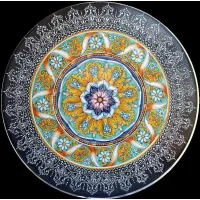 Picture An elegant garden countertop made of lava, decorated with a rich ornament - Ceramiche Valchida