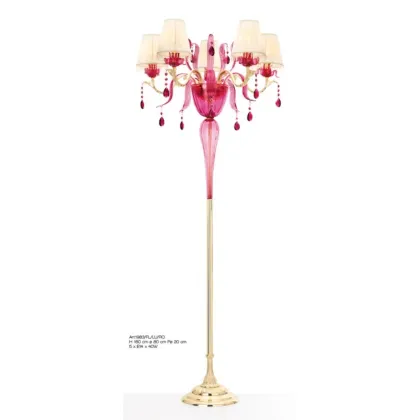 Picture Floor lamp with five lights in red Murano glass - Il Paralume Marina
