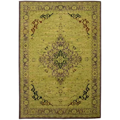Zdjęcie Nieszablonowy zielony dywan klasyczny - HERIZ OLIVE 8258