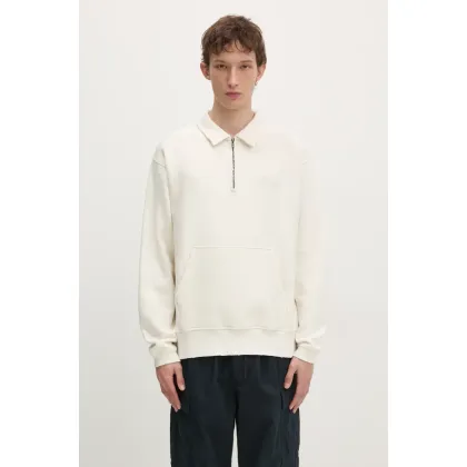 Zdjęcie thisisneverthat bluza Damaged Half Zip Polo Sweatshirt męska kolor beżowy gładka TN243TSWOW02