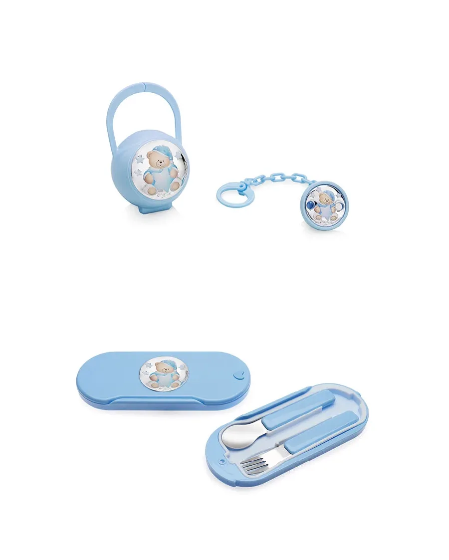 obrazek 2 Oryginalny niebieski uchwyt na smoczek „Miś”