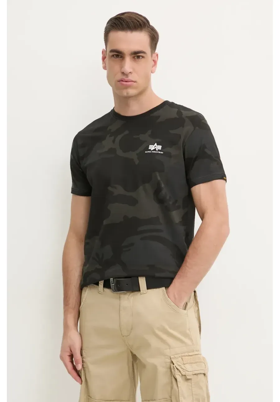obrazek 1 Alpha Industries t-shirt bawełniany Basic T Small Logo Camo kolor czarny wzorzysty 188505C.125