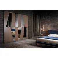Picture Oak Italian Wardrobe with Sliding Doors and Mirror - Bamax