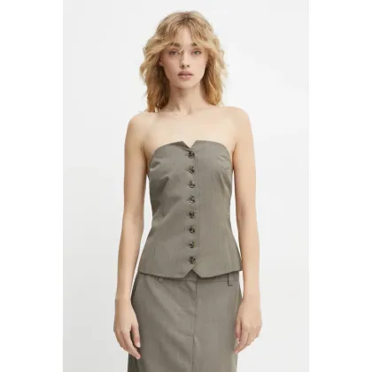 Zdjęcie Samsoe Samsoe top z domieszką wełny SAELLEN kolor szary gładka F24400131