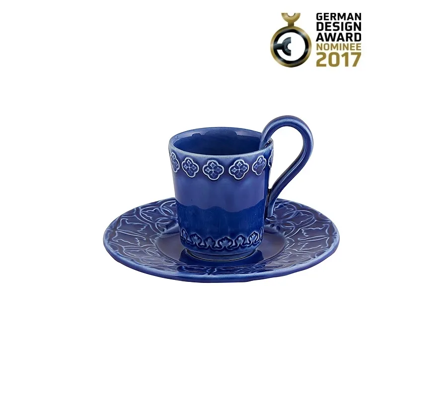 obrazek 1 Niebieska filiżanka ceramiczna z podstawką do jadalni - Bordallo Pinheiro