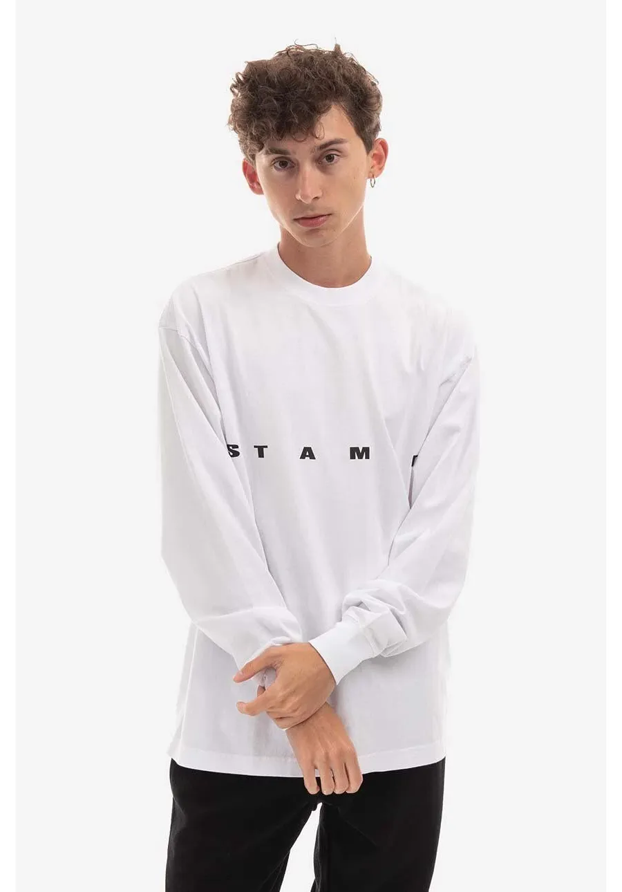 obrazek 1 STAMPD longsleeve bawełniany kolor biały z nadrukiem SLA.M2992LT-WHT