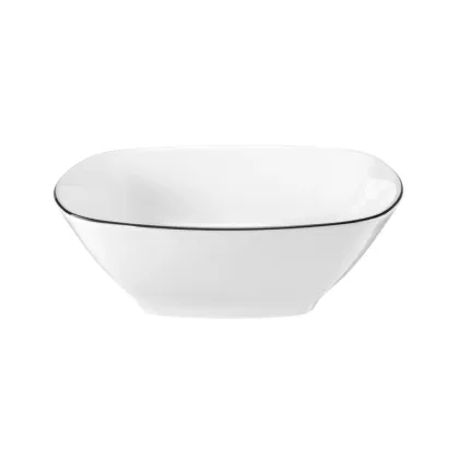 Picture Square porcelain dessert bowl 15 cm with black rim decoration - Seltmann Weiden
