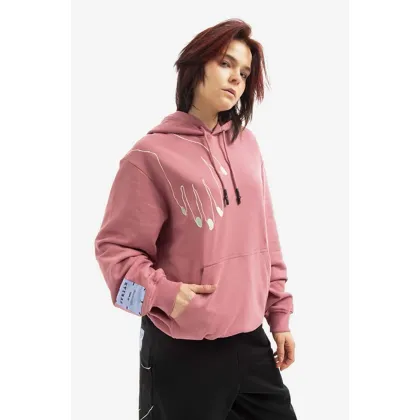 Zdjęcie MCQ bluza bawełniana damska kolor różowy z kapturem z aplikacją 624727RST865005-PINK