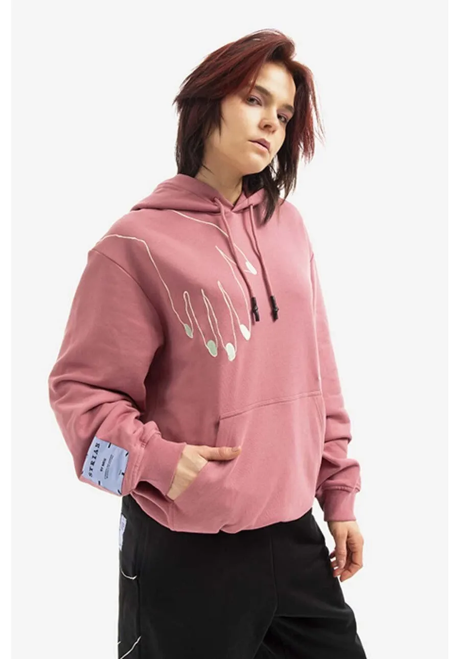obrazek 1 MCQ bluza bawełniana damska kolor różowy z kapturem z aplikacją 624727RST865005-PINK