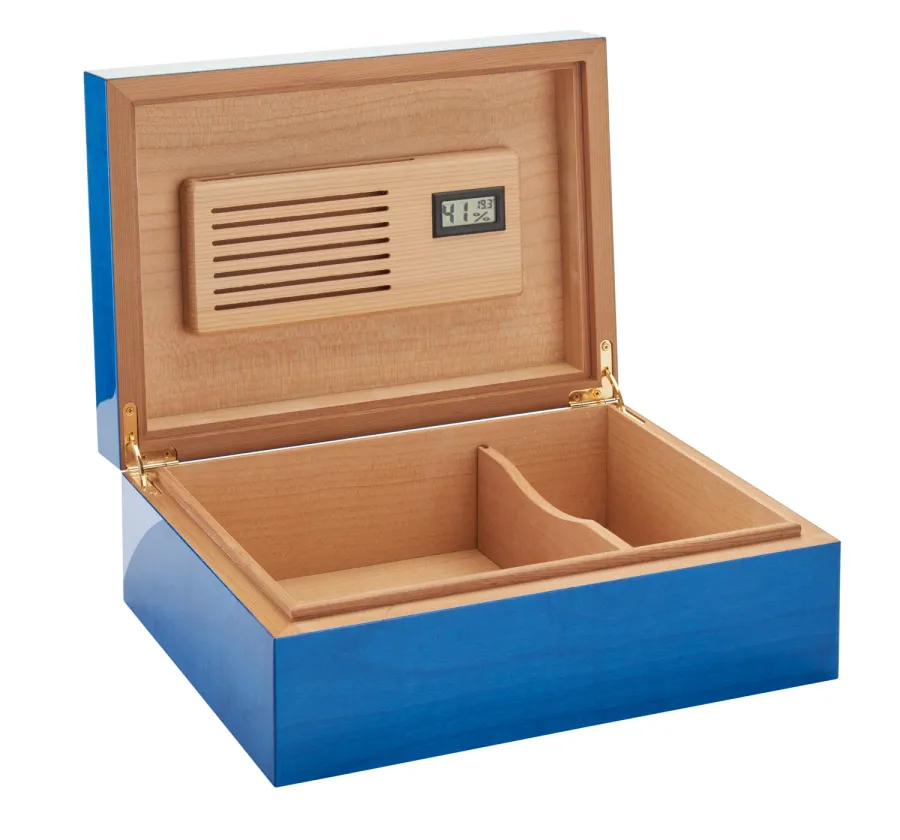 obrazek 3 Cedrowy humidor na cygara w kolorze niebieskim