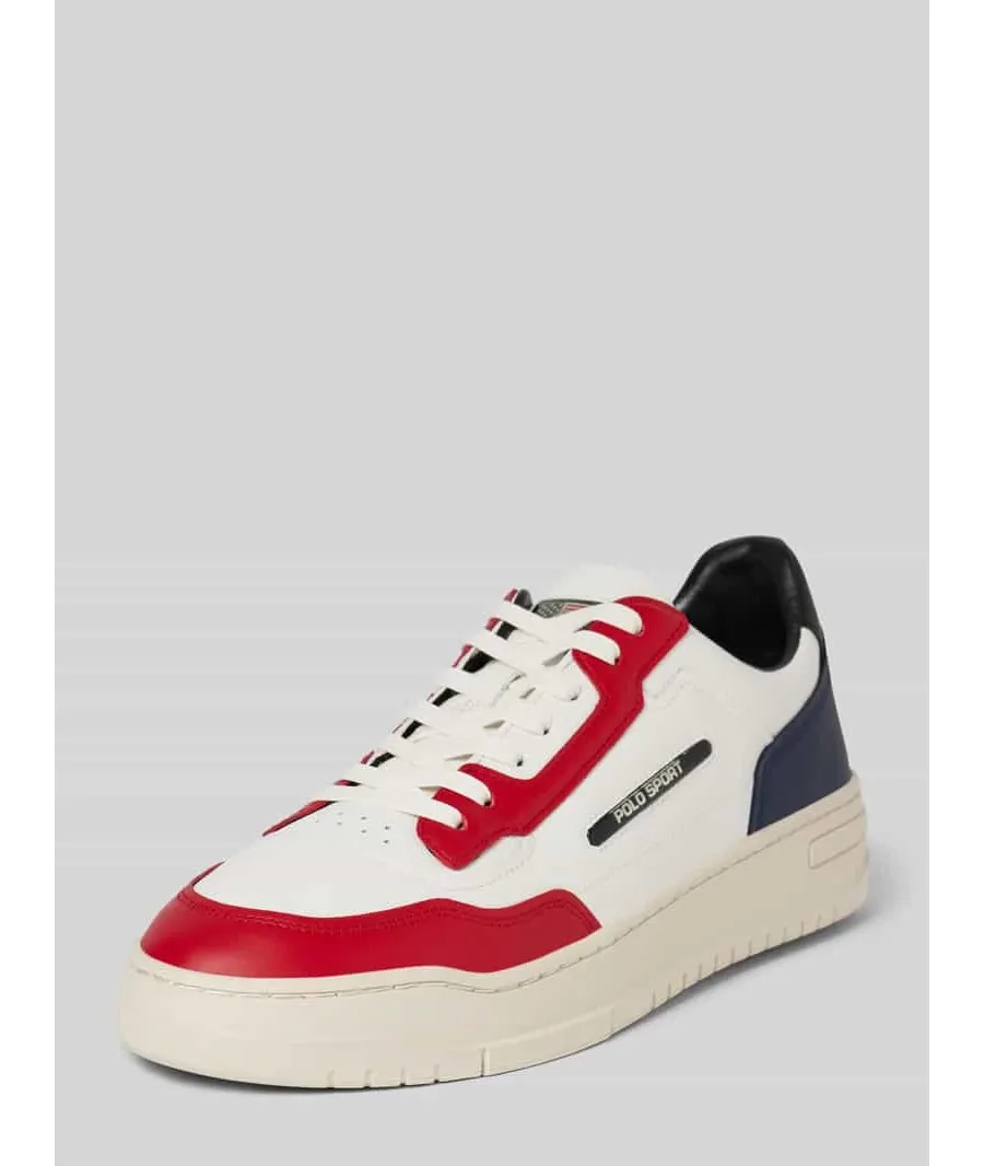 obrazek 1 Sneakersy skórzane z detalem z logo